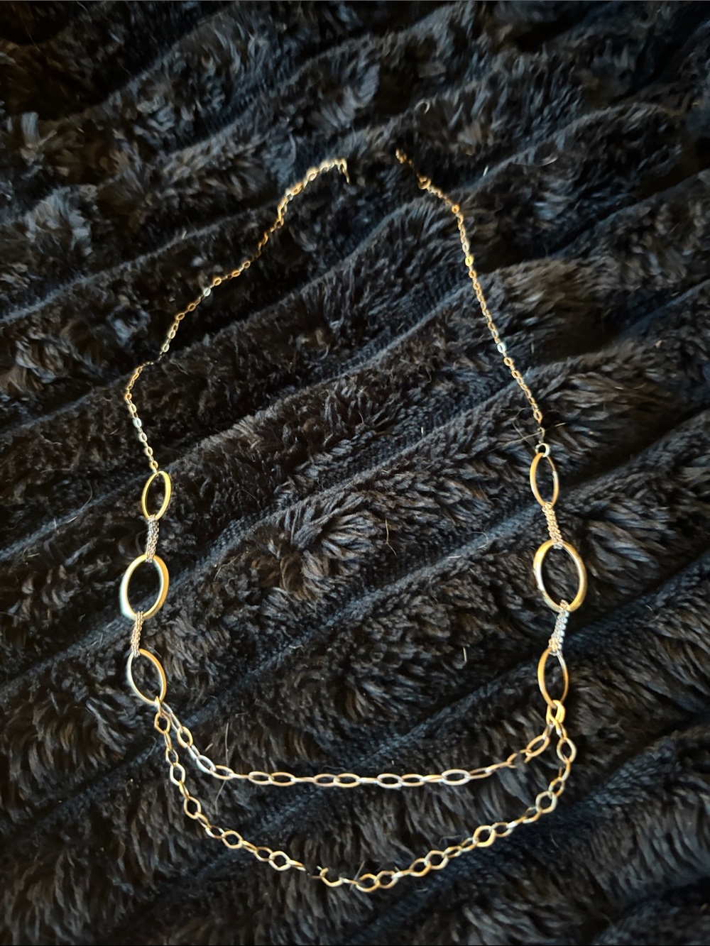 10K Yellow/White GOLD Multi-Chain Necklace - Women's Jewelry